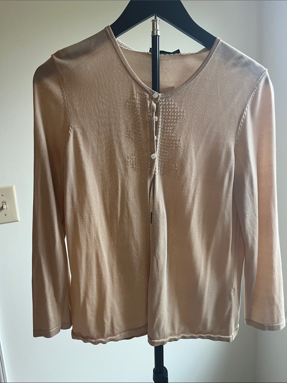 The Limited Blush Pink Long Sleeve Button Placket Top